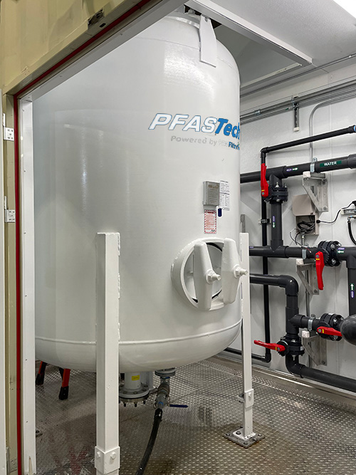 PRM modular water treatment system inside enclosed container with filtration equipment