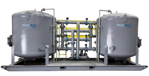 Dual PRM carbon filtration tanks for PFAS water treatment and remediation